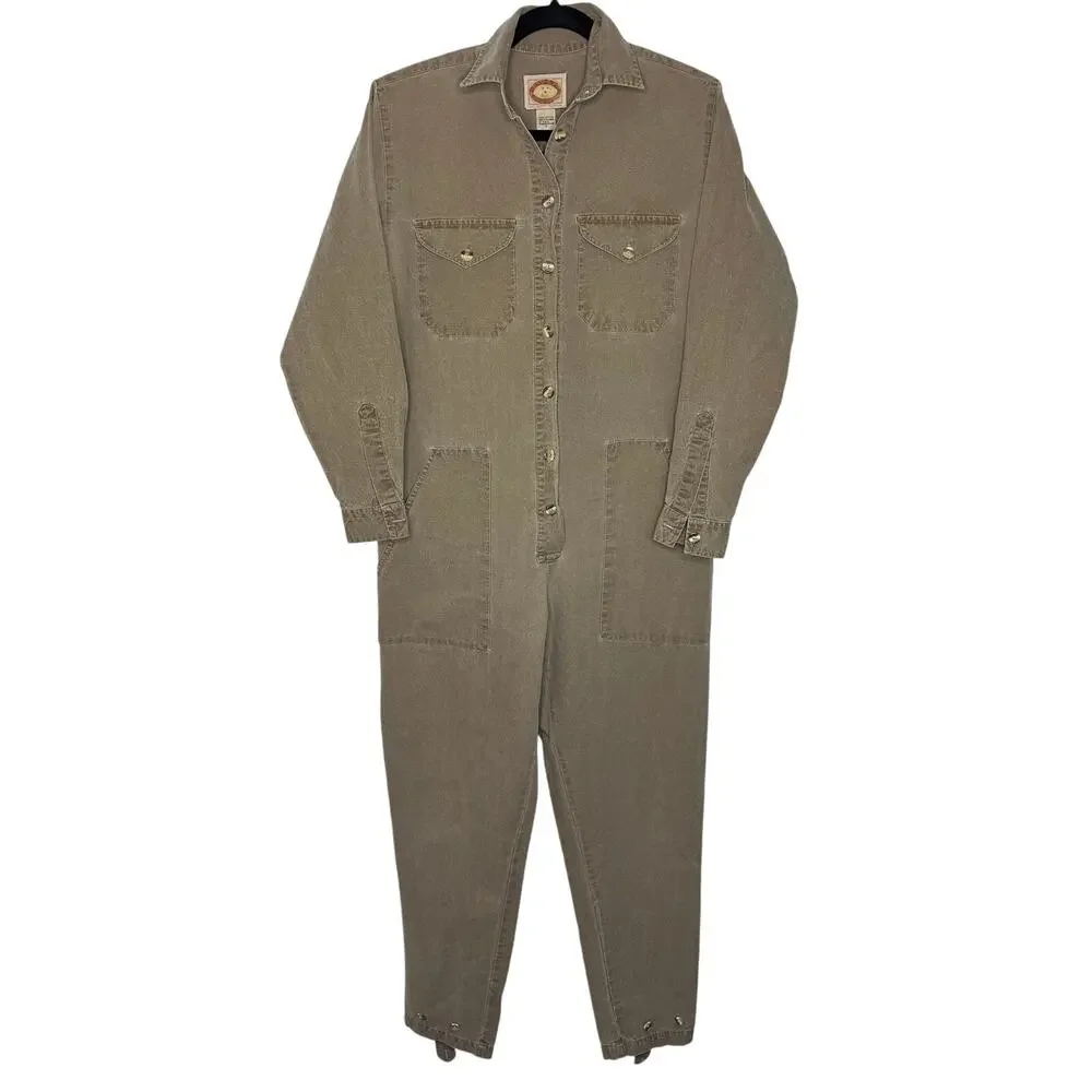 Banana Republic Vtg Jumpsuit Size S Brown Cotton Utility Coverall Boilersuit